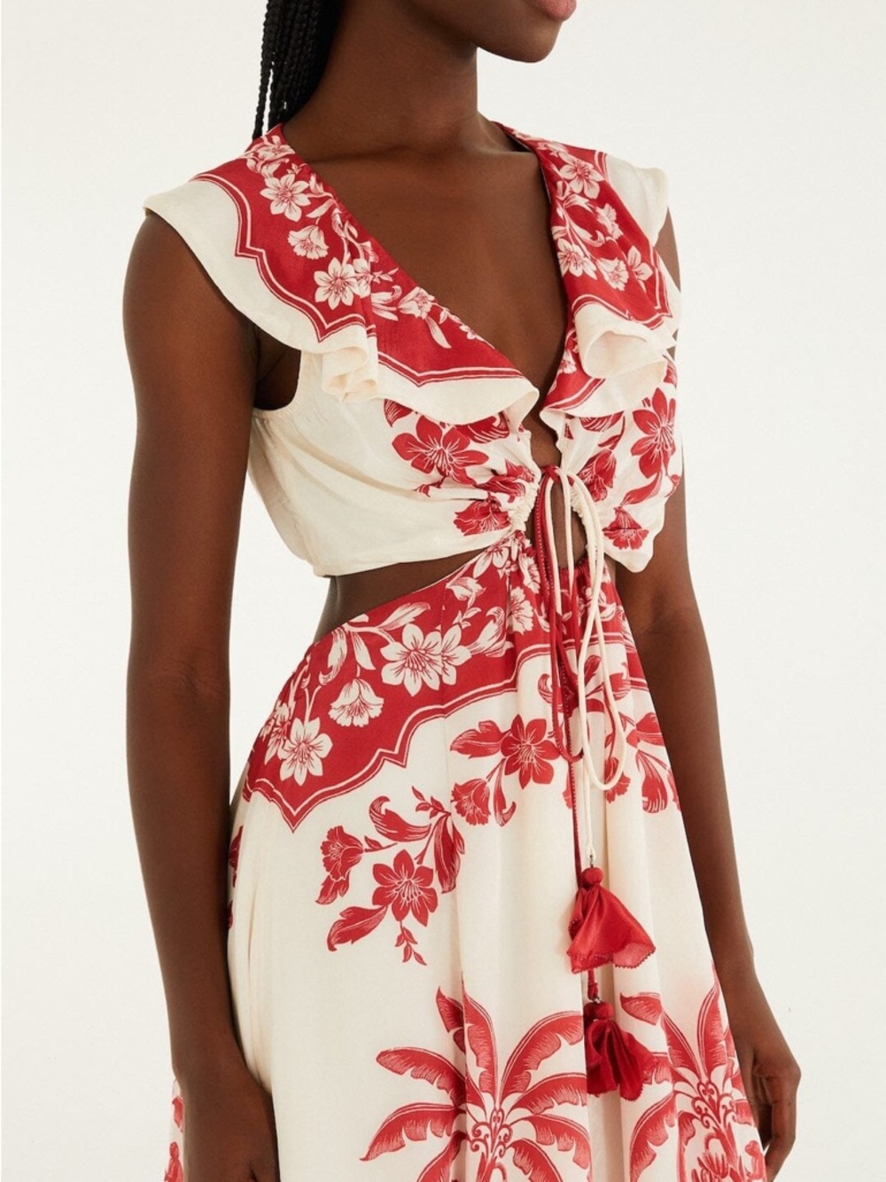 FARM Rio Sand Guanacaste Cut-Out Waist Sleeveless Midi Dress Medium NWT $348 - Picture 3 of 10